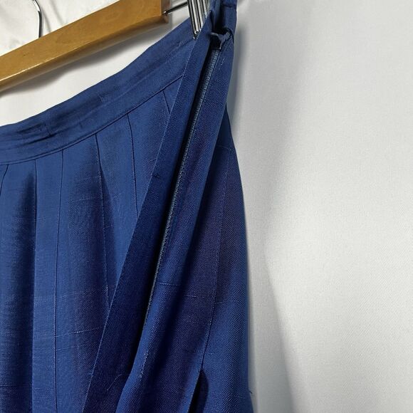 New Traditions For Marshall Field’s Cobalt Blue Silk Pleated Midi Skirt Size 12 - Picture 8 of 14